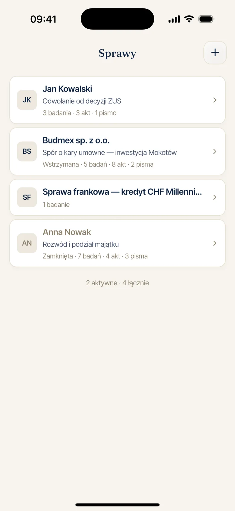 LexEdit – lista spraw